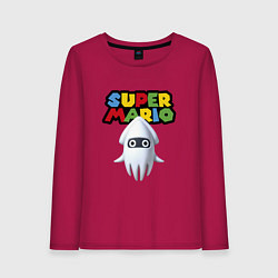 Лонгслив хлопковый женский Blooper Super Mario Nintendo Video game, цвет: маджента