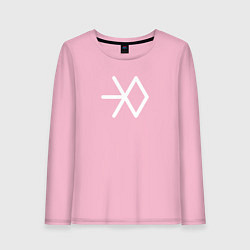 Лонгслив хлопковый женский Логотип exo, цвет: светло-розовый
