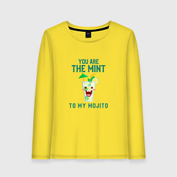 Лонгслив хлопковый женский You are mint ot my mojito, цвет: желтый