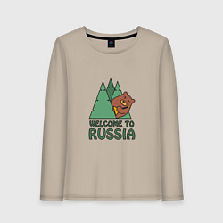 Лонгслив хлопковый женский Welcome - Russia, цвет: миндальный