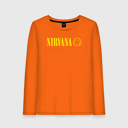 Лонгслив хлопковый женский Nirvana logo, цвет: оранжевый