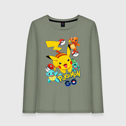 Лонгслив хлопковый женский ПОКЕМОНЫ POKEMON, цвет: авокадо