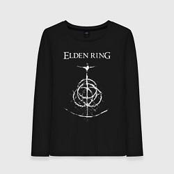 Лонгслив хлопковый женский КОЛЬЦА ЭЛДЕНА БЕЛЫЕ ELDEN RING, цвет: черный