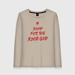 Лонгслив хлопковый женский Кровь Богу Крови девиз последователей Кхорна, цвет: миндальный