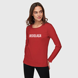 Лонгслив хлопковый женский BEDOLAGA БЕДОЛАГА, цвет: красный — фото 2