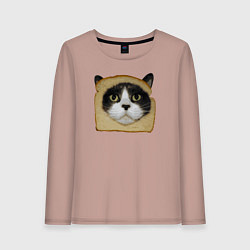 Лонгслив хлопковый женский Котохлебинг, цвет: пыльно-розовый