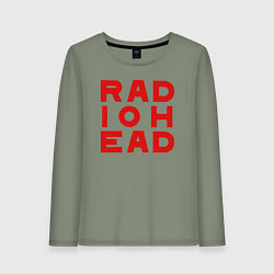 Лонгслив хлопковый женский Radiohead большое красное лого, цвет: авокадо
