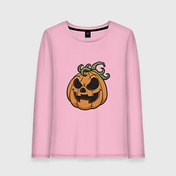 Лонгслив хлопковый женский Улыбка Хэллоуина, цвет: светло-розовый