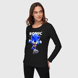 Лонгслив хлопковый женский Sonic the Hedgehog 2022, цвет: черный — фото 2