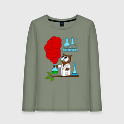 Лонгслив хлопковый женский Сова химик, цвет: авокадо