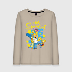 Лонгслив хлопковый женский The SimpsonsСемейка Симпсонов, цвет: миндальный