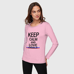 Лонгслив хлопковый женский Keep calm Engels Энгельс, цвет: светло-розовый — фото 2