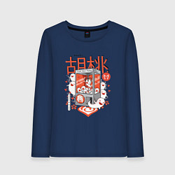 Лонгслив хлопковый женский Hu Tao Keqing, цвет: тёмно-синий