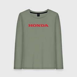 Лонгслив хлопковый женский HONDA ХОНДА LOGO спина, цвет: авокадо