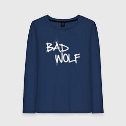 Лонгслив хлопковый женский Bad Wolf злой волк, цвет: тёмно-синий