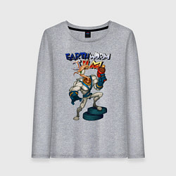 Лонгслив хлопковый женский Earth worm - Jim, цвет: меланж