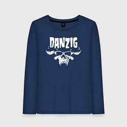 Лонгслив хлопковый женский Danzig skull, цвет: тёмно-синий