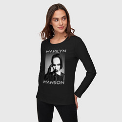 Лонгслив хлопковый женский Marilyn Manson фото, цвет: черный — фото 2