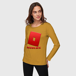 Лонгслив хлопковый женский ROBLOX логотип красный градиент, цвет: горчичный — фото 2