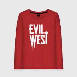 Лонгслив хлопковый женский Evil west logo, цвет: красный