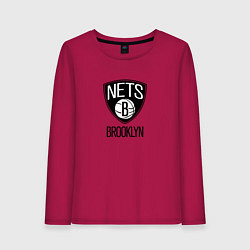 Лонгслив хлопковый женский Бруклин Нетс NBA, цвет: маджента