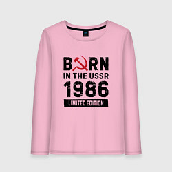 Лонгслив хлопковый женский Born In The USSR 1986 Limited Edition, цвет: светло-розовый