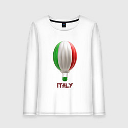 Лонгслив хлопковый женский 3d aerostat Italy flag, цвет: белый