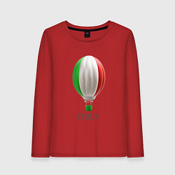 Лонгслив хлопковый женский 3d aerostat Italy flag, цвет: красный