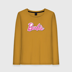 Лонгслив хлопковый женский Barbie logo, цвет: горчичный