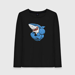 Лонгслив хлопковый женский Акула из Икеи на спорте, цвет: черный