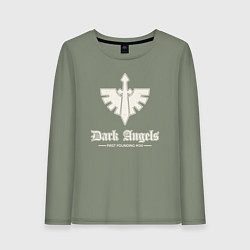 Лонгслив хлопковый женский Темные ангелы лого винтаж, цвет: авокадо