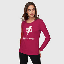 Лонгслив хлопковый женский Белые шрамы лого винтаж, цвет: маджента — фото 2