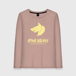Лонгслив хлопковый женский Космические волки лого винтаж, цвет: пыльно-розовый