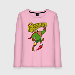 Лонгслив хлопковый женский Boogerman - red pepper fly, цвет: светло-розовый