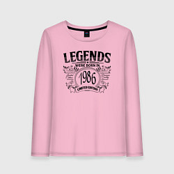 Лонгслив хлопковый женский Легенды рождаются в 1986 году, цвет: светло-розовый