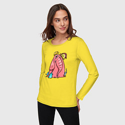 Лонгслив хлопковый женский Розовая слоника со слонятами, цвет: желтый — фото 2