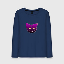 Лонгслив хлопковый женский Черный кот Лов, цвет: тёмно-синий