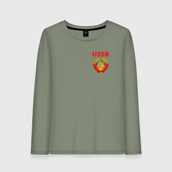 Лонгслив хлопковый женский USSR логотип, цвет: авокадо