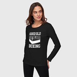 Лонгслив хлопковый женский Good Old Boxing, цвет: черный — фото 2