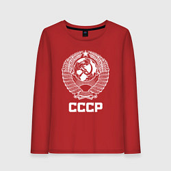 Лонгслив хлопковый женский Герб СССР, цвет: красный