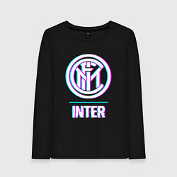 Лонгслив хлопковый женский Inter FC в стиле glitch, цвет: черный