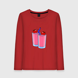 Лонгслив хлопковый женский Два бокала с коктейлем, цвет: красный