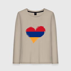 Лонгслив хлопковый женский Сердце - Армения, цвет: миндальный