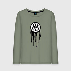 Лонгслив хлопковый женский Volkswagen - art logo, цвет: авокадо