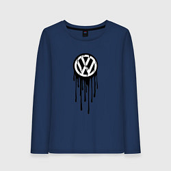 Лонгслив хлопковый женский Volkswagen - art logo, цвет: тёмно-синий