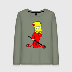 Лонгслив хлопковый женский Bart Simpson - devil, цвет: авокадо