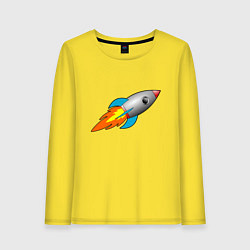 Лонгслив хлопковый женский Ракета летит в небе, цвет: желтый