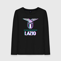 Лонгслив хлопковый женский Lazio FC в стиле glitch, цвет: черный