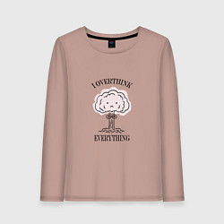 Лонгслив хлопковый женский I Overthink Everything, цвет: пыльно-розовый