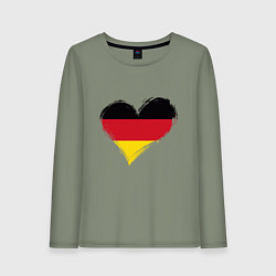 Лонгслив хлопковый женский Сердце - Германия, цвет: авокадо